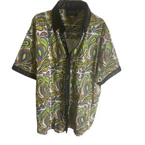 Leather collar button up shirt polo